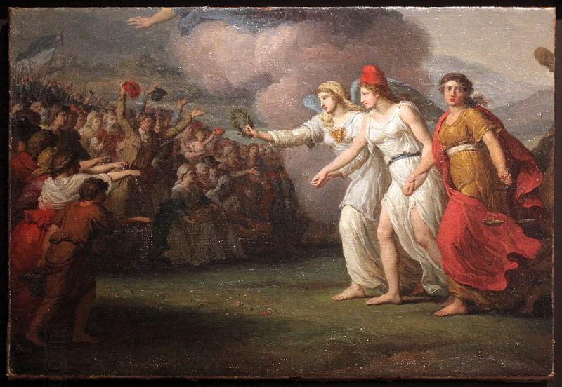 Jean joseph Taillasson Liberty bringing back Justice and Liberty to peoples oil painting picture